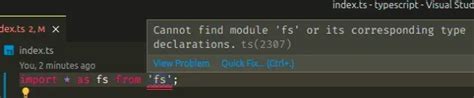 import fs typescript|typescript cannot find module fs.
